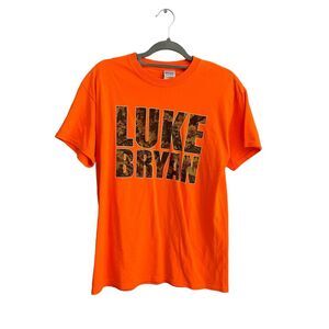 Luke Bryan Camouflage Browning Concert T-Shirt Men's M Orange Graphic Print